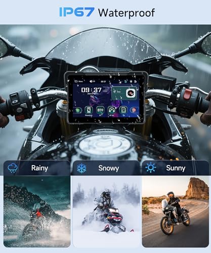 KYNNT 7 Inch Wireless Motorcycle Carplay GPS Navigation System with Wireless Carplay Android Auto, Portable Moto Car Play ...