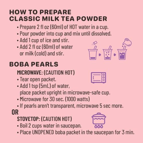 Boba Bundle Kit 10 Serv. Instant Bubble Pearl Variety Milk Tea Kit with Authentic Brown Sugar Tapioca Pearls by Yulu Foods...