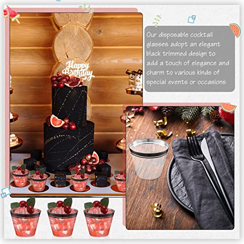 Skylety 100 Pcs Valentines Day Plastic Wine Cups 9 oz Disposable Clear Drinking Cup Wine Glasses Wedding Drinking Tumblers...