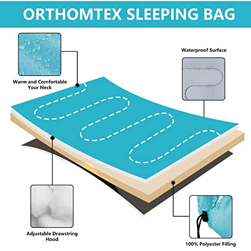 ORTHOMTEX Sleeping Bags for Adults,Kids & Girls-Warm & Cold Weather Lightweight Waterproof Sleeping Bag Backpack with Comp...