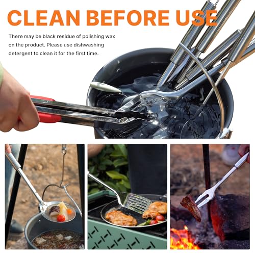 Gaialoop Portable Camping Cooking Utensils Set, Camp Kitchen & Campfire Cooking Equipment, RV Essentials, Camper Must-Have...