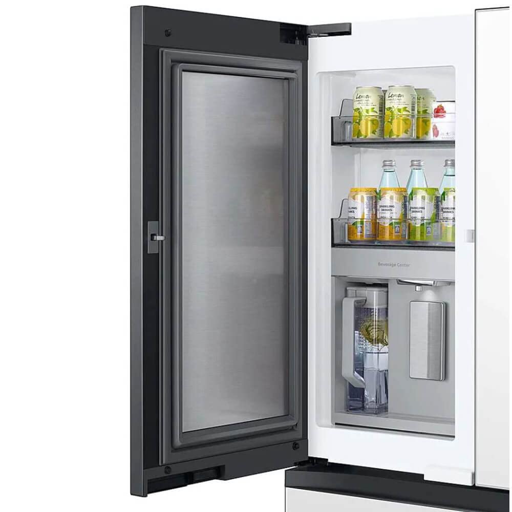 Samsung 29 Cu. Ft. Bespoke 4-Door French Door Refrigerator with Beverage Center, White Glass, RF29BB860012AA