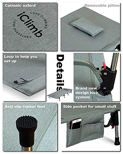 iClimb 1 Super Easy Assemble Folding Cot and 1 3M Thinsulate Warm Blanket Bundle, Ultralight and Compact for Single Adult ...