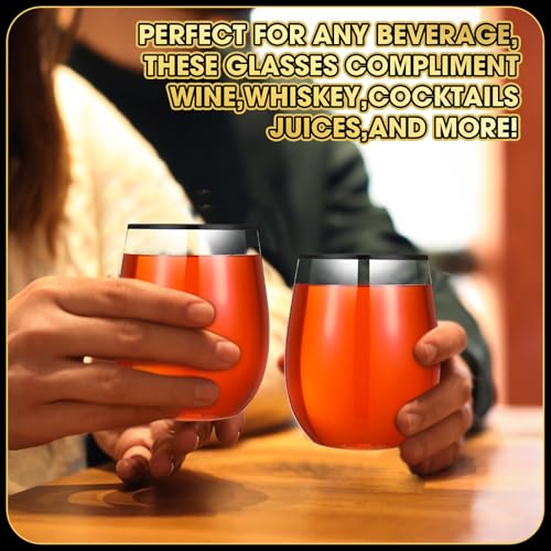Baderke 24 Pack 12 oz Black Gold Rimmed Wine Glasses Stemless Hard Plastic Clear Disposable Wine Cups Drinking Cups Champa...