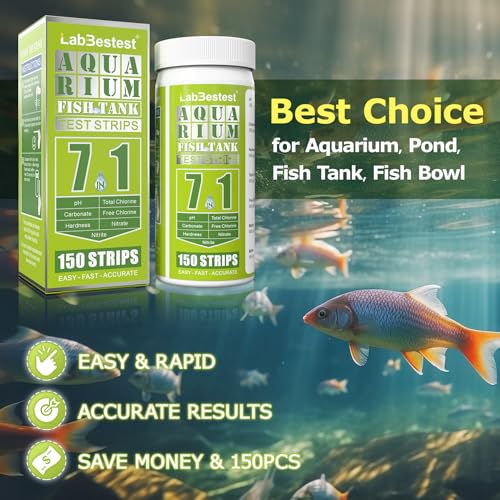 LabBestest Aquarium Test Strips - Aquarium Water Test Kit - 150 Fish Tank Testing Strips for Freshwater - Pond Water Teste...