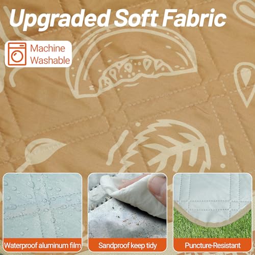 Extra Large Picnic Blanket 78" X 78" Foldable Washable Waterproof Sandproof Soft Cute Picnic Blankets Outdoor Picnic Mats ...