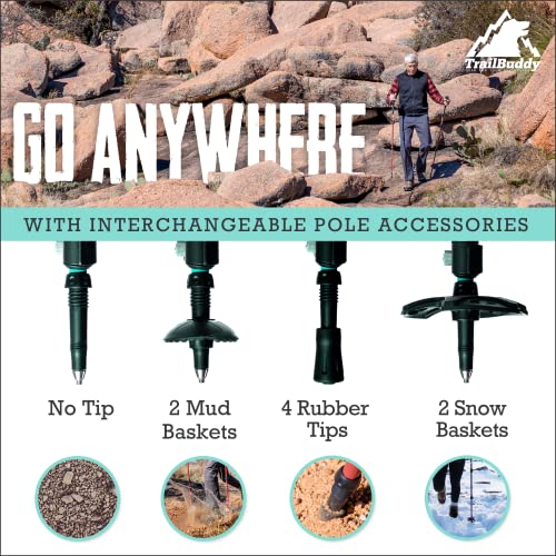 TrailBuddy Trekking Poles – Lightweight 7075 Aluminum Hiking Poles for Women, Men & Seniors – Collapsible Walking Sticks f...