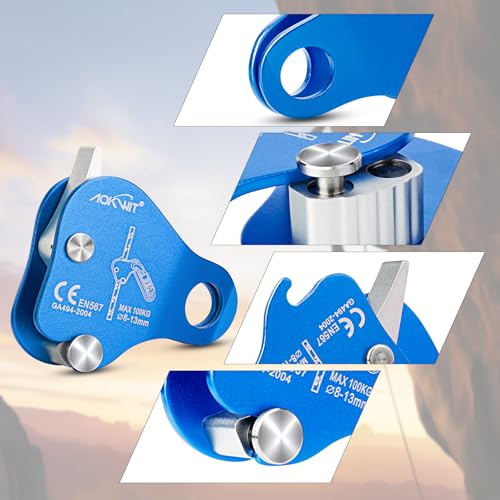 Climbing Ascender Rope Grab Fall Protection Belay Device Tree Climbing Gear Rappelling Equipment Rope Ascender for Rock Cl...