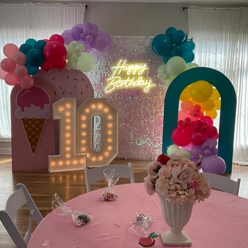 DAKABUKA LED Neon Happy Birthday Sign Night Light Birthday Party Decorations Warm White USB Operated Decorative for Backdr...