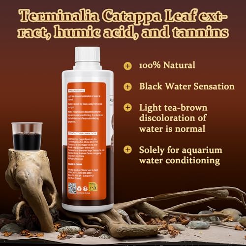 hygger Blackwater Aquarium Conditioner with Natural Olive Leaf Extract, Humic & Tannins, Regulate pH Value Soften Water Cr...