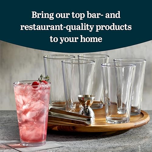 Libbey Bar Essentials Tumbler Glasses Set of 6, Modern Style 16 Oz Glass Set, Dishwasher Safe Tall Drinking Glasses Set fo...