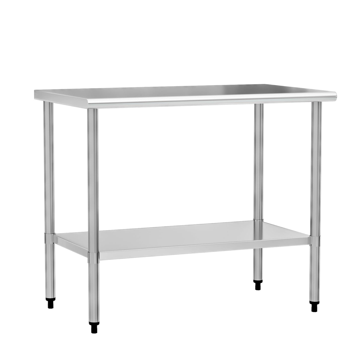 Stainless Steel Work Table 24 x 48 Inch with Adjustable Undershelf, Heavy-Duty Metal Prep Table for Commercial Kitchen & Restaurant, Garage, Outdoor