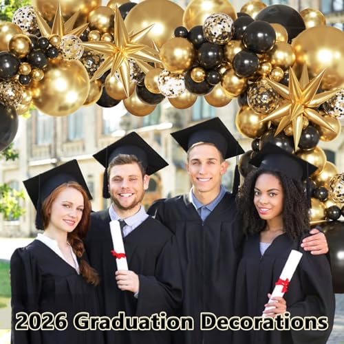 KARLURE Black and Gold Balloon Arch Kit, Black and Gold Party Decorations for Birthday 2026 Graduation Retirement Masquera...