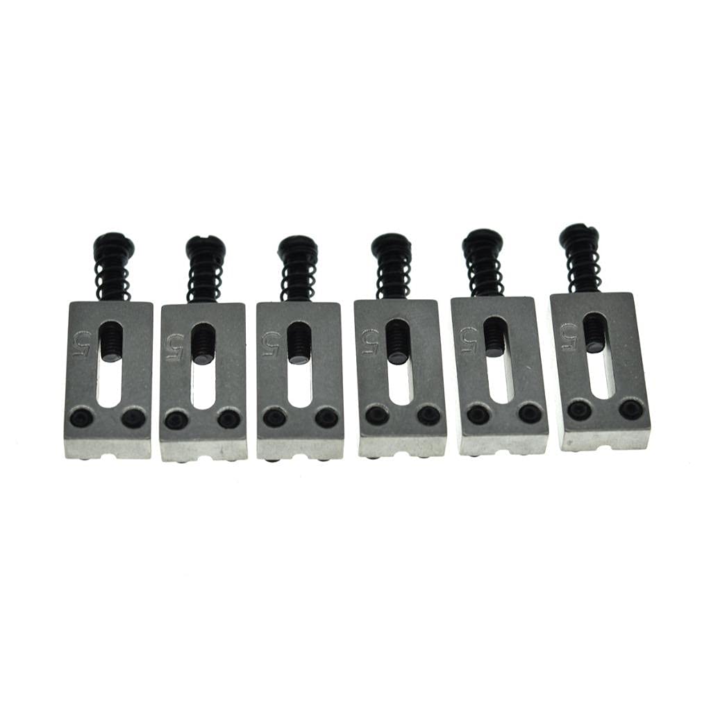Dopro Pack Of 6 Stainless Steel Guitar Saddles Bridge Saddle 10.5Mm With Black Screws For Strat Tele 6 String Guitar