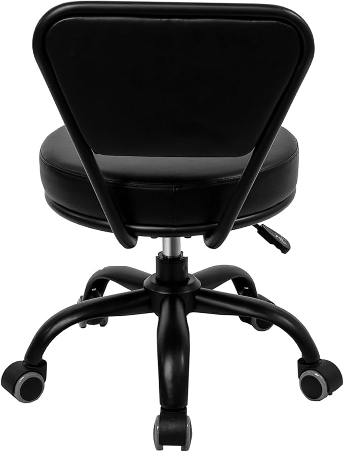 Dayton Garage Rolling Seat (Matt Black) Pneumatic, Short Stool with Adjustable Height 13"-15", Perfect for Home Office, Gardening, Garage Mechanic, School and Lab