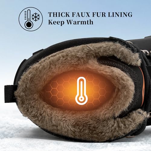 Ecetana Womens Snow Boots for Winter Waterproof Hiking Boots Warm Fur Lined Ankle Booties Non-Slip Outdoor Walking Shoes