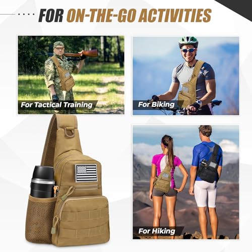 UTOKIER Tactical Sling Bag, Compact Military MOLLE EDC Shoulder Backpack, Crossbody Chest Daypack with Water Bottle Holder...