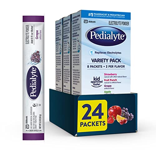 Pedialyte Electrolyte Powder, Hydration Drink for Kids & Adults, Variety Pack: Strawberry, Fruit Punch, Grape, and Apple, ...