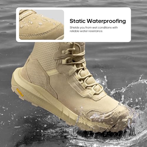 NORTIV 8 Men's Waterproof Tactical Work Winter Boots Cushion Sole Lightweight Leather Non-Slip Combat Boots with Arch Supp...