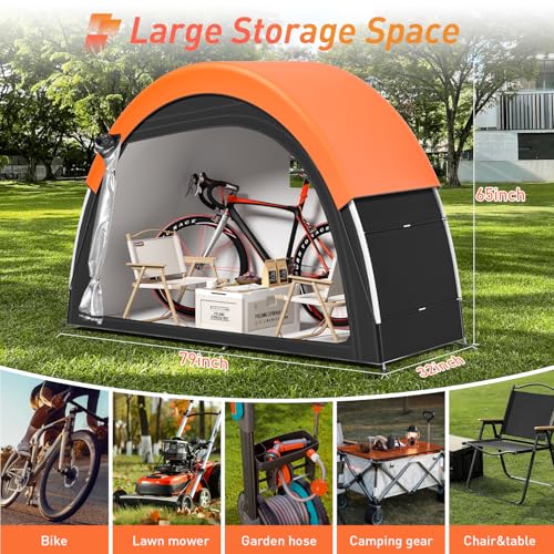 PZT Upgraded Bike Tent with Rain Cover, Portable Outdoor Storage Shed for 2 Bikes, 210D Oxford Fabric PU4000 Waterproof, B...