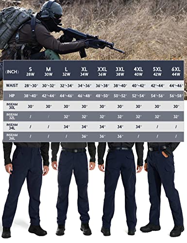 KFUBUO Men's Lightweight Ripstop Tactical Cargo Pants, Water Resistant Hiking Work Pants Relaxed Fit Black