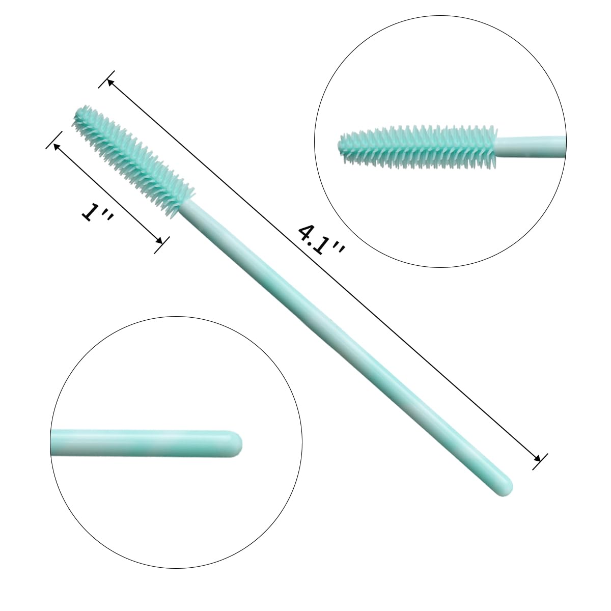 Mekupeu 50pcs Silicone Mascara Wand,Disposable Eyelash Brushes,Soft Lash Spoolie Brush For Eyelash Extensions (Mint green)