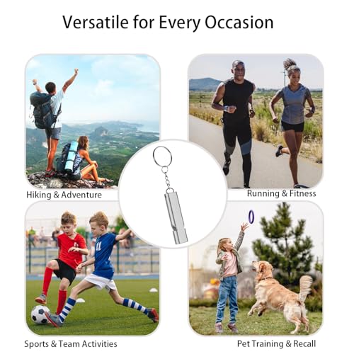 Premium Extra Loud Whistles for Camping Hiking Hunting Outdoors Sports and Emergency Situations, Sturdy but Light Aluminiu...