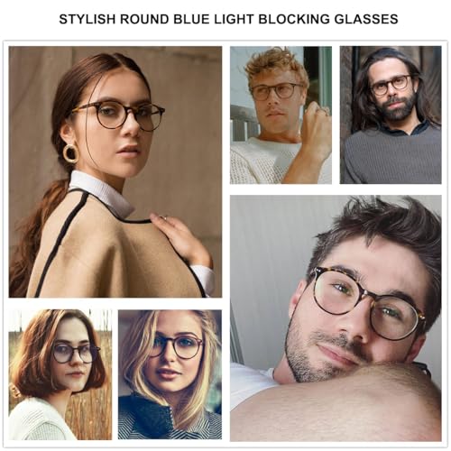 Gleyemor Blue Light Glasses for Men Women, Vintage Round Frame Computer Eyeglasses