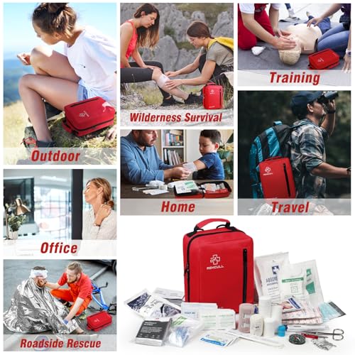 First Aid Kit for Home, Premium 410 Piece Well-Organized Large Medical Kits Survival for Travel Camping Hiking, Premium Wa...