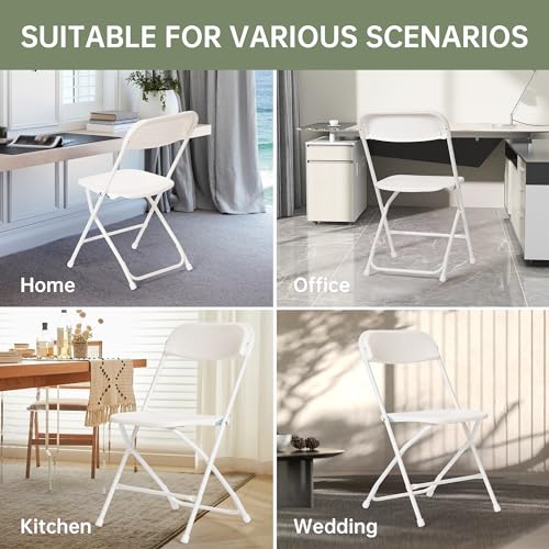 Winlice 10 PCS Plastic Folding Chair, Portable Commercial Chair, 450 LB Capacity Premium Plastic Folding Chairs, Folding C...