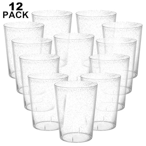 Tiawudi 12 Pack Plastic Ice Bucket For Parties, Silver Glitter Clear Wine Cooler for Wedding, Good as One Large Champagne ...
