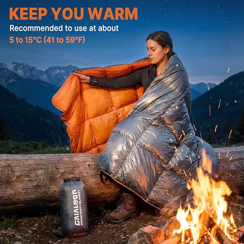 Gaialoop Down Puffy Blanket for Car Camping Outdoor Travel Backpacking, Duck Down Lightweight Portable Soft Warm Cozy Camp...