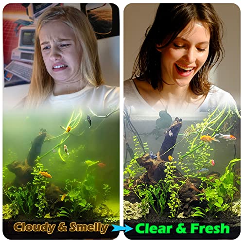COOSPIDER Aquarium U-V Filter Green Clean Machine for 40-100 Gallon Fish Tank Crystal Clear 300GPH Submersible Water Pump ...