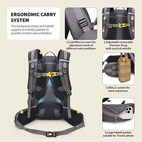SKYSPER Hiking Backpack for Men Women, 35L Travel Backpack Waterproof Camping Backpack Outdoor Lightweight Daypack