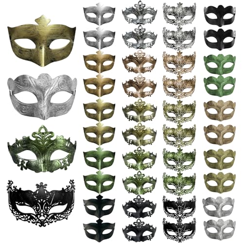 Allruyee 40 Pieces Masquerade Masks Vintage Antique Masks Venetian Party Masks
