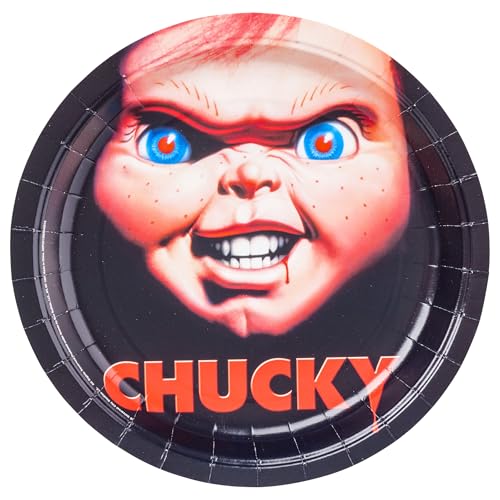 Silver Buffalo Chucky's Face Party Supplies Set, Party Pack Paper Plates Cups Napkins, 60-Pieces