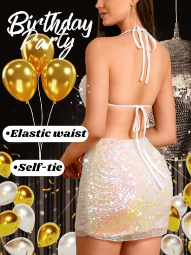 ShawGobow Sequin Dress for Women,Glitter Sparkly Backless Bodycon Mini Dresses,Sexy Concert Outfits Prom Homecoming