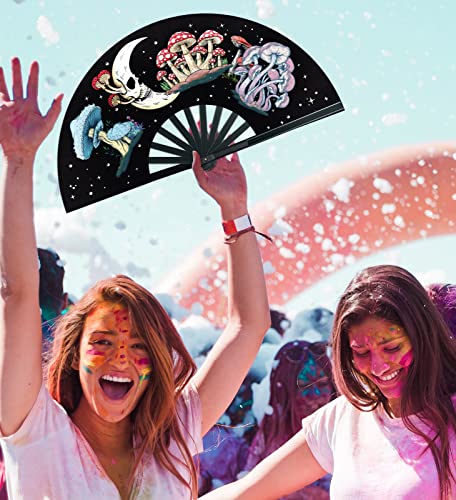 Fans for Line Dancing- Rave Fan - Larger Folding Clack Handheld Fan for Men/Women EDM, Halloween Costumes Shirts Pajamas S...