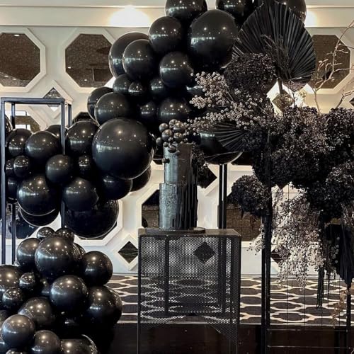PartyWoo Black Balloons 140 pcs Different Sizes of 18 12 10 5 Inch Black Balloons Arch Kit Garland for Baby Shower Birthda...