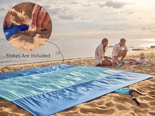 WEKAPO Beach Blanket Sandproof Waterproof, Extra Large Beach Mat, Oversized & Compact Sand Free Mat Quick Drying, Lightwei...
