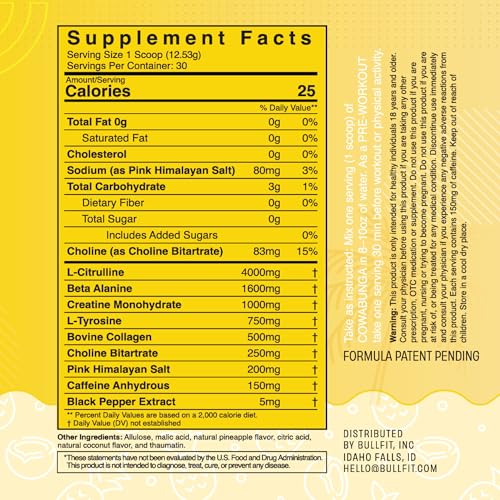 Pre Workout Powder, Pre-Workout Support for Men & Women, L Citrulline, Creatine, Beta Alanine & Electrolytes, Powdered Dri...