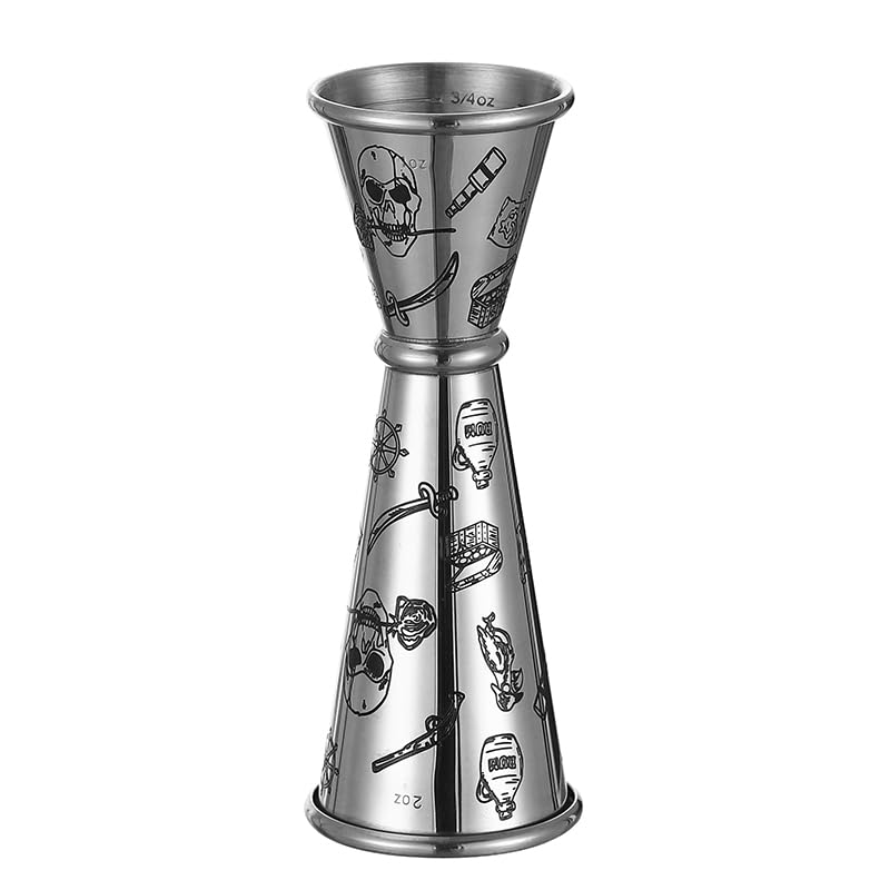 Cocktail Shaker Set - 5-Piece Bar Accessories Kit w/Weighted Boston Shaker, Strainer, Jigger, Mixing Spoon with Etched Sku...