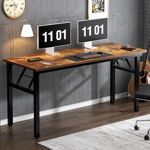Need Folding Desk, 54 inch Large Computer Desk for Home Office, No Install Needed Study Student Writing Table Desk Worksta...
