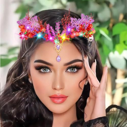 Campsis Light Up Flower Crown Headbands LED Fairy Floral Hair Accessories for Women