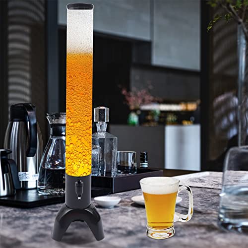 3L Beer Tower Dispenser with Removable Ice Tube, Clear PC Mimosa and Margarita Tabletop Drink Tower Dispenser for Home Bar...