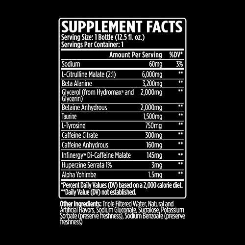 VMI Sports KXR High Stimulant Pre-Workout Energy Ready to Drink 400mg Caffeine, 6g Citrulline, 3.2g Beta-Alanine | Delicio...