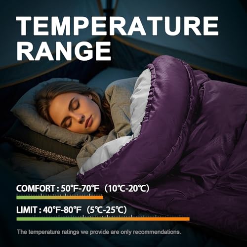 TANSTRIDER Sleeping Bags for Adults Cold Weather & Warm,Backpacking Camping Sleeping Bag for Tall Girls Boys,Lightweight,C...