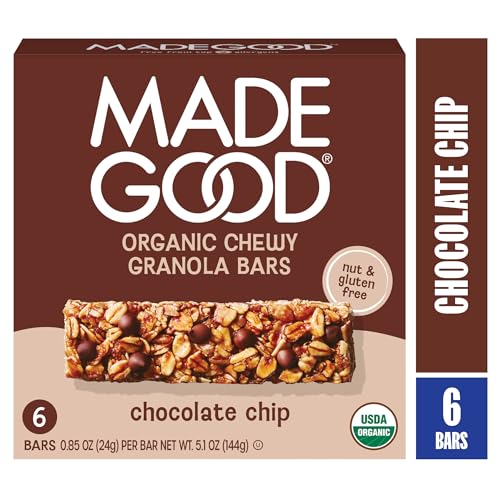 MadeGood Chocolate Chip Granola Bars, 6 Healthy Snack Bars, 0.85 oz Each