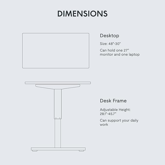 FLEXISPOT EN1 One-Piece Standing Desk 48 x 30 Inches Height Adjustable Electric Desk (Silver Frame + Marble Grey Top, 2 Packages)