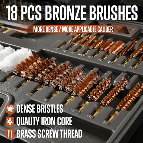 GLORYFIRE Elite Gun Cleaning Kit, Handgun Shotgun Pistol Universal Cleaning Kit with All Brass High-end Brushes, Jags, Rei...